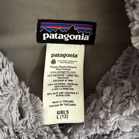 Patagonia Girls Gray Primaloft Pelage Jacket Faux Fur - Picture 3 of 6